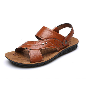 Hommes sandales d'été confortables plage respirante extérieures appartements en cuir occasionnels sandales