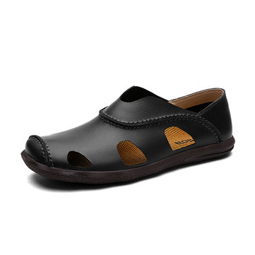 Hommes été respirante occasionnel plage extérieure mode en cuir souple sandales confortables chaussures