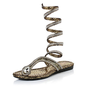 Mode femme talon plat slingbacks bling strass gladiator sandales nouvelle