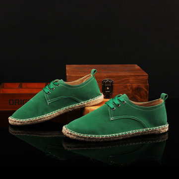 Chaussures pour hommes en plein air de sport plat casual confortables dentelle jusqu'à toile paille baskets chaussures