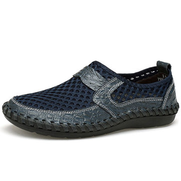 Grosse taille Mains à main Coutures gonflables Honeycomb Mesh Mocassins Flats