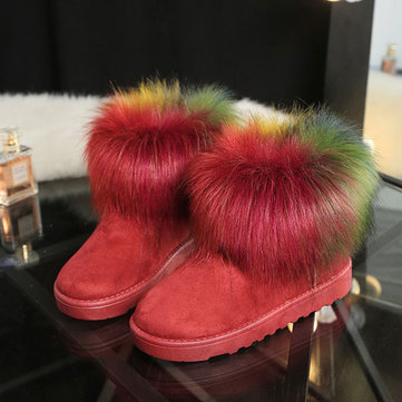 Femmes bottes de neige coloré plat garder coton en peluche daim bottes courtes à emmancher chaudes