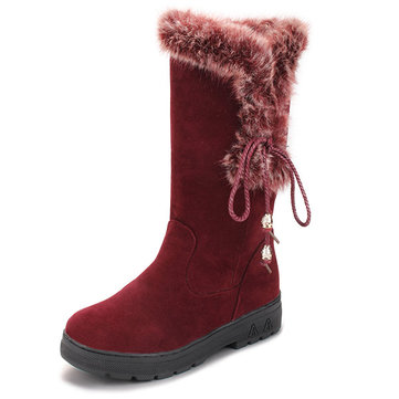Nouvelles femmes hiver garder au chaud en coton peluche suède bottes de neige bottes mi-mollet mode confortables