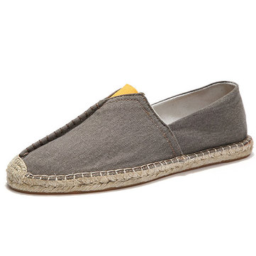 Men& Casual& Manche& à& la& main Toile Espadrille Loafers Flats