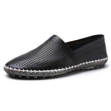 Men& Casual& Souris& respirant& à& la main Hollow Out Flat loafers