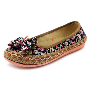 Floral Soft Sole Round Toe Casual mocassins plates