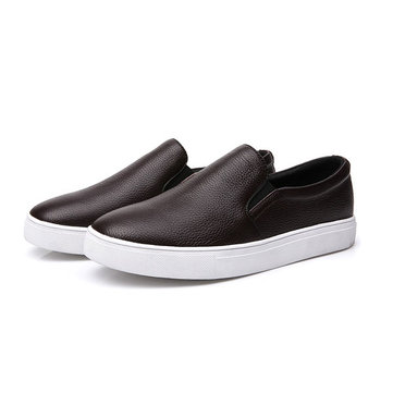 Grands hommes de taille de chaussures de sport en cuir respirant de marche plat occasionnel