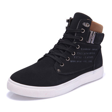 Hommes Matte-leather High Top Causal Sneakers Chaussures de sport respirant