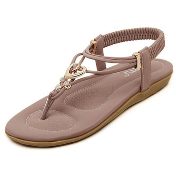 Taille des états-Unis 5-10 Femmes Bohemian Beach Soft Clip Toe Flats Sandals