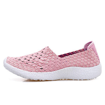 Women Hollow Out Casual Slip On Knitting Chaussures d'extérieur