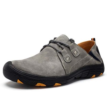 Hommes Confortable Elastic Bande Chaussures de randonnée en cuir Anti Collision Toe Oxfords