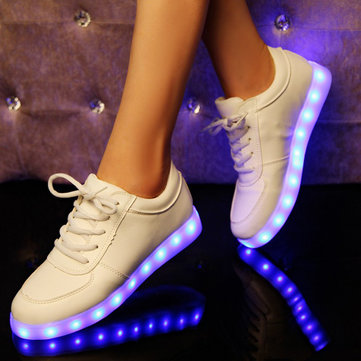 Usb unisex LED dentelle légère des chaussures de sport de baskets lumineuses chaussures de sport