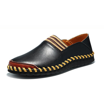 Hommes& en& cuir& véritable& Soft& Slip On Loafers Casual Shoes