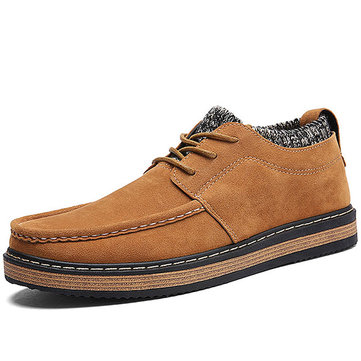 Hommes& Brogue& Style& Knitted& Suède& Soft Sole Warm Oxfords Shoes