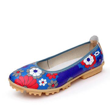 Fleurs floral chaussures plates colorées Mocassins Ballerines doux slip-ons