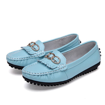 Slip sur le cuir occasionnels femmes en plein air doux orteil plat mocassins plat