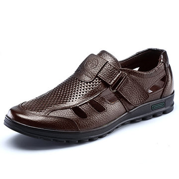 Hommes& Sandales& en& cuir& Chaussures& Outdoor Casual Flats