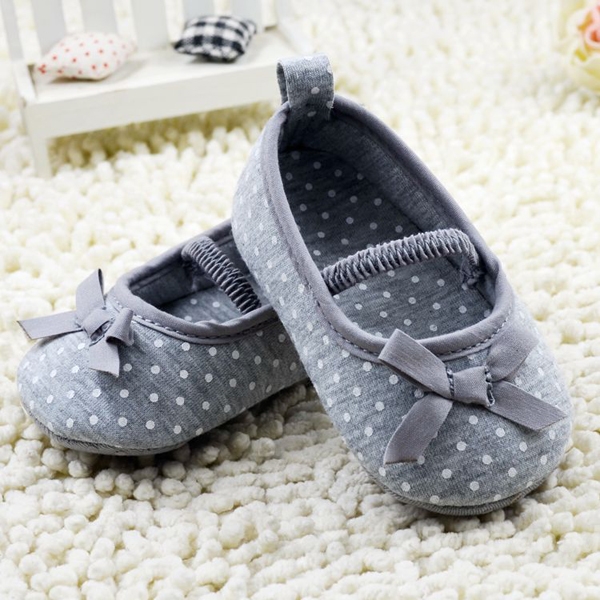 Nouvelles infantile bambin bébé coton bowknot points appartements chaussures gris 0-18months