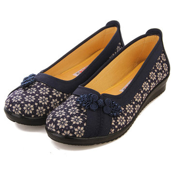 Femmes Flor Fleur Casual Slip On Soft Cloth Mocassins