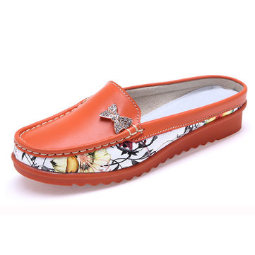 Les femmes flats chaussures slip confortable cuir décontractée mocassins plats sandale chaussures pantoufle