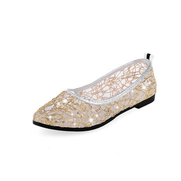 Maille transparente transparent paillette slip respirant sur chaussures plates