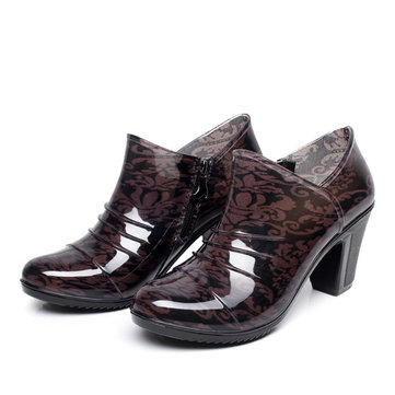 Femmes chaussures à talons hauts bottes de pluie étanche douce confortable pompe