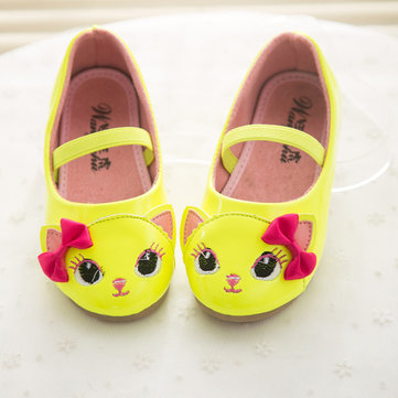 Filles chat dessin bowknot élastique princesse plat chaussures occasionnels confortables enfants chaussures