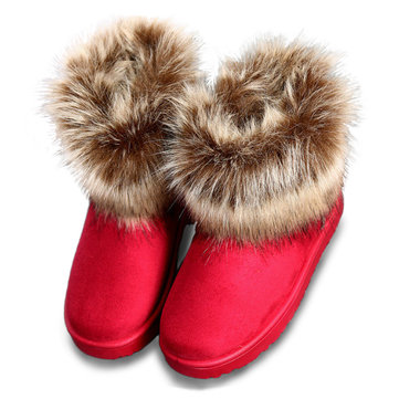 Les femmes hiver garder bottes chaudes bottes de fourrure artificielle cheville plate bottes de neige