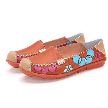 Les femmes flats chaussures slip respirant confortable fleurs floral chaussures de mocassins plat