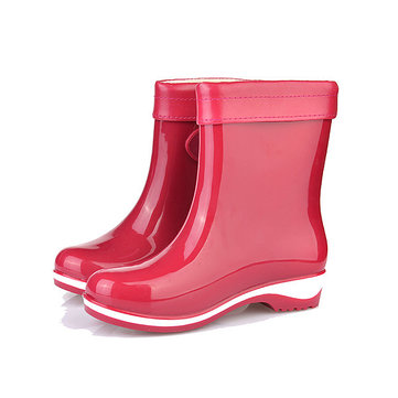 Nouvelles femmes bottes de pluie occasionnelle garder au chaud la mode plat antidérapant bottes de pluie de glissement sur confortables