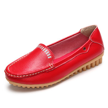 Femmes Chaussures Femmes En Cuir Casual Outdoor Slip On Loafer