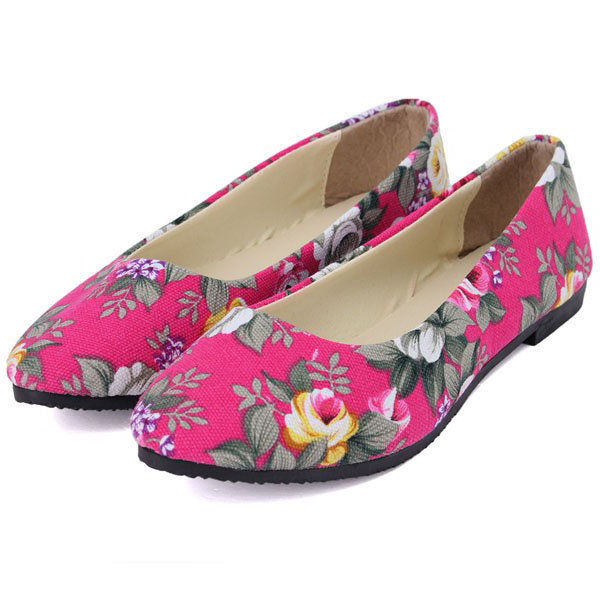 Femmes ballet chaussures dames rose occasionnels toile plate pointues chaussures à bout de mocassins multi-couleurs