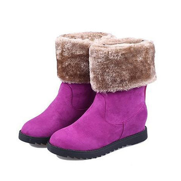 Les femmes hiver bottes chaudes bottes de neige se replient augmenté à mi-mollet bottes de neige