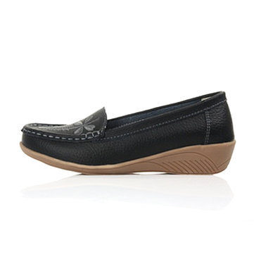 Fleur tricot broderie glisser sur la plate-forme flats mocassins confortables doux occasionnels