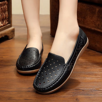 Hollow Out Femmes Chaussures Chaussures Slip On Soft Loafers