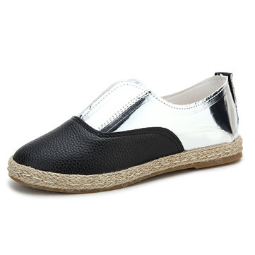 Nouvelles femmes flats chaussures à tricoter de facon confortable paille slip-on mocassins chaussures plates