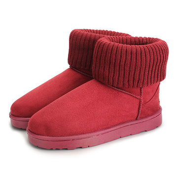 Dames d'hiver garder des bottes de neige chaudes bottes en tricot de coton courte cheville bottes de neige plat