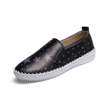 Femme Mocassins Décontractés d'Eté Motif d'Etoile Chaussures Plates Slip On