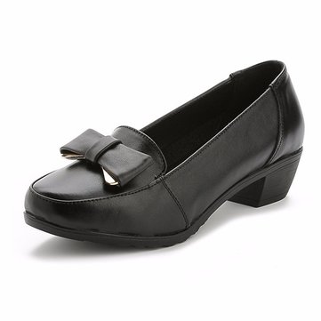 Les femmes loisirs cuir souple chaussures plates bowknot glissent sur des mocassins noirs