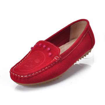 Chaussures plates femmes doux en daim glissade occasionnelle sur slip extérieur sur des mocassins