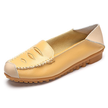 Soft Chaussures Femmes Casual en cuir Outdoor Slip On Loafers plats respirant