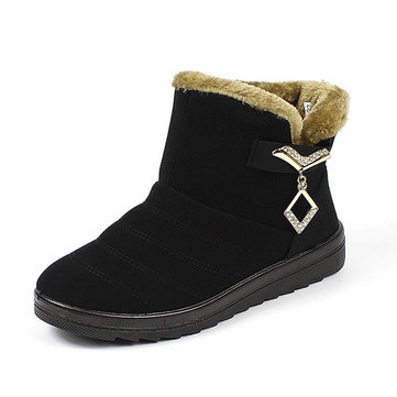Nous taille 5-10 hiver femmes bottes de neige coton fourrure doublure en peluche chaussures plates à l'extérieur