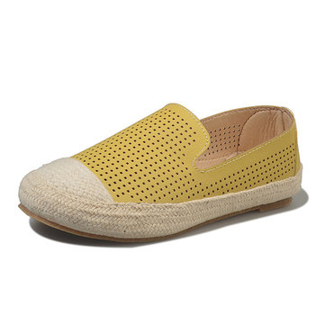 Women& Breathable& Hollow& Out& Slip& On Soft Sole Flat Casual Shoes