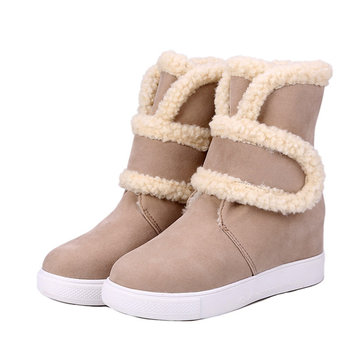 Les femmes hiver bottes plates exterieurs garder des bottes chaudes de neige de mode casual en peluche