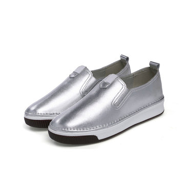 Brillant glissement d'argent sur l'or lacent casual chaussures plates