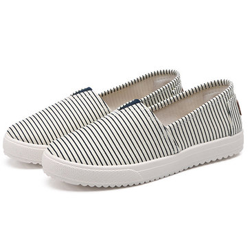 Femmes toile faible sommet plat casual slip confortable bout rond chaussures flaneurs plat& 