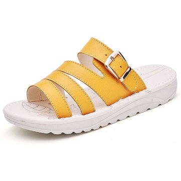 US& Taille& 5-10& Casual& Beach& Slipper Leather Banderines respirantes