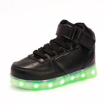 Automne hiver nouveaux garcons de mode filles LED lumière chaussures enfants charge USB baskets casual coloré