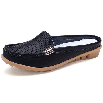 Nous la taille 5-10 nouvelles femmes mode casual bout rond respirant slip-on cuir plat sandales