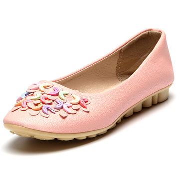 Chaussures femmes fleurs glissent sur la mode en cuir mocassins plats doux